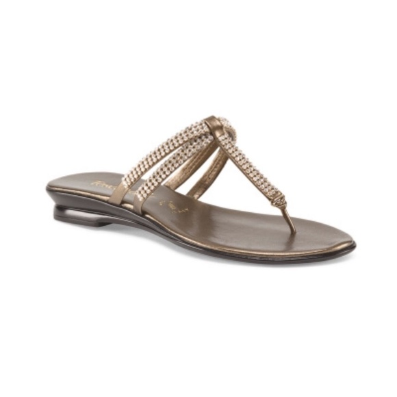 ITALIAN SHOEMAKERS BRASS Flat Flat Thong Sandal - Picture 1 of 8